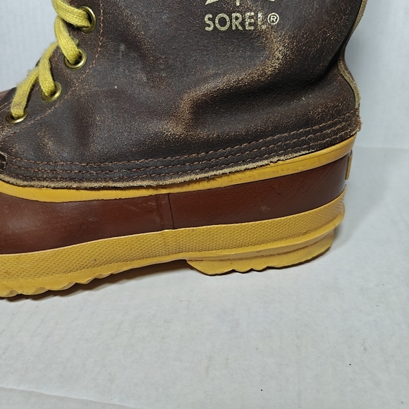 Sorel Arctic Pac Leather Rubber Wool Lined Lace Up Duck Tan Brown Boots Men\'s 10 main image 6